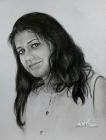 Handmade charcoal painting. Charcoal drawing image online