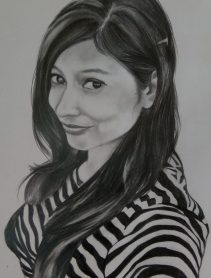 Hand painted charcoal portrait