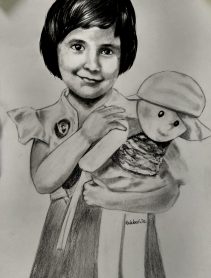 Charcoal drawing of kid